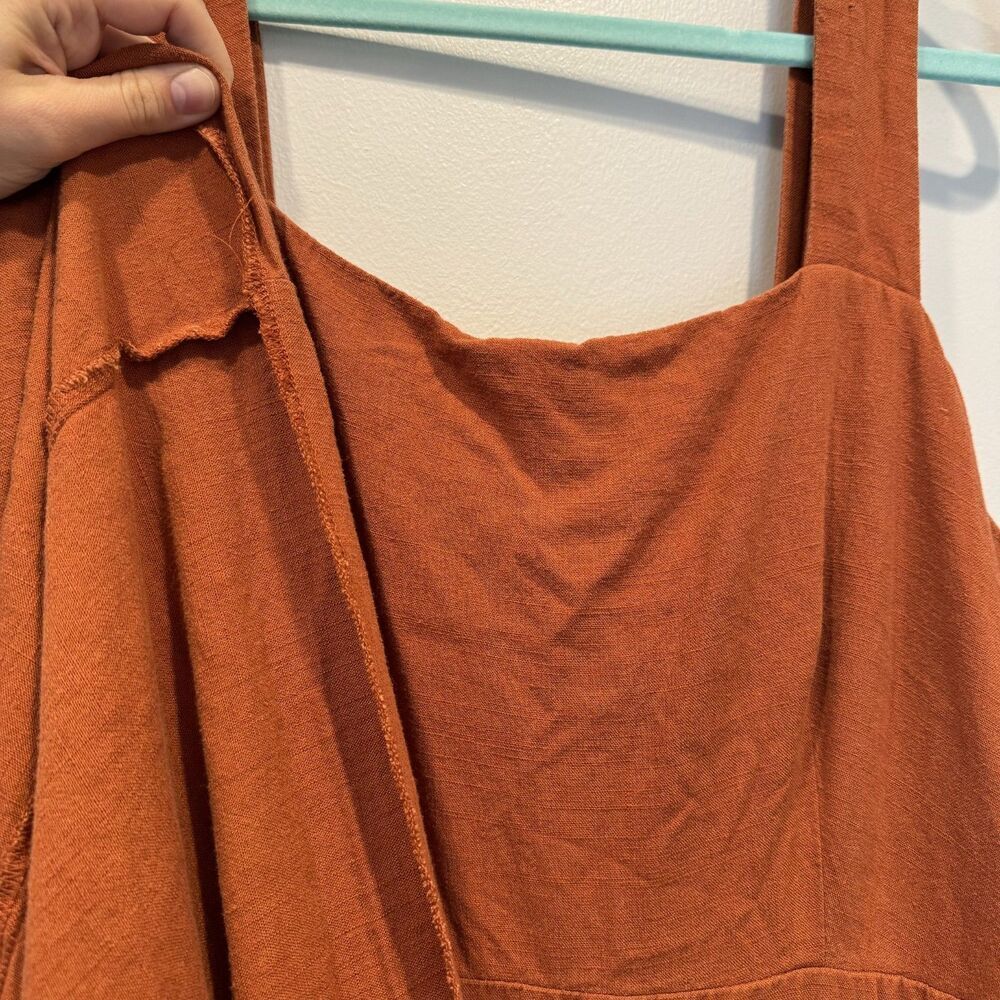 Ann Taylor Midi Dress Tiered Linen Sleeveless Rust Orange Women sz 14 Casual - Picture 8 of 11